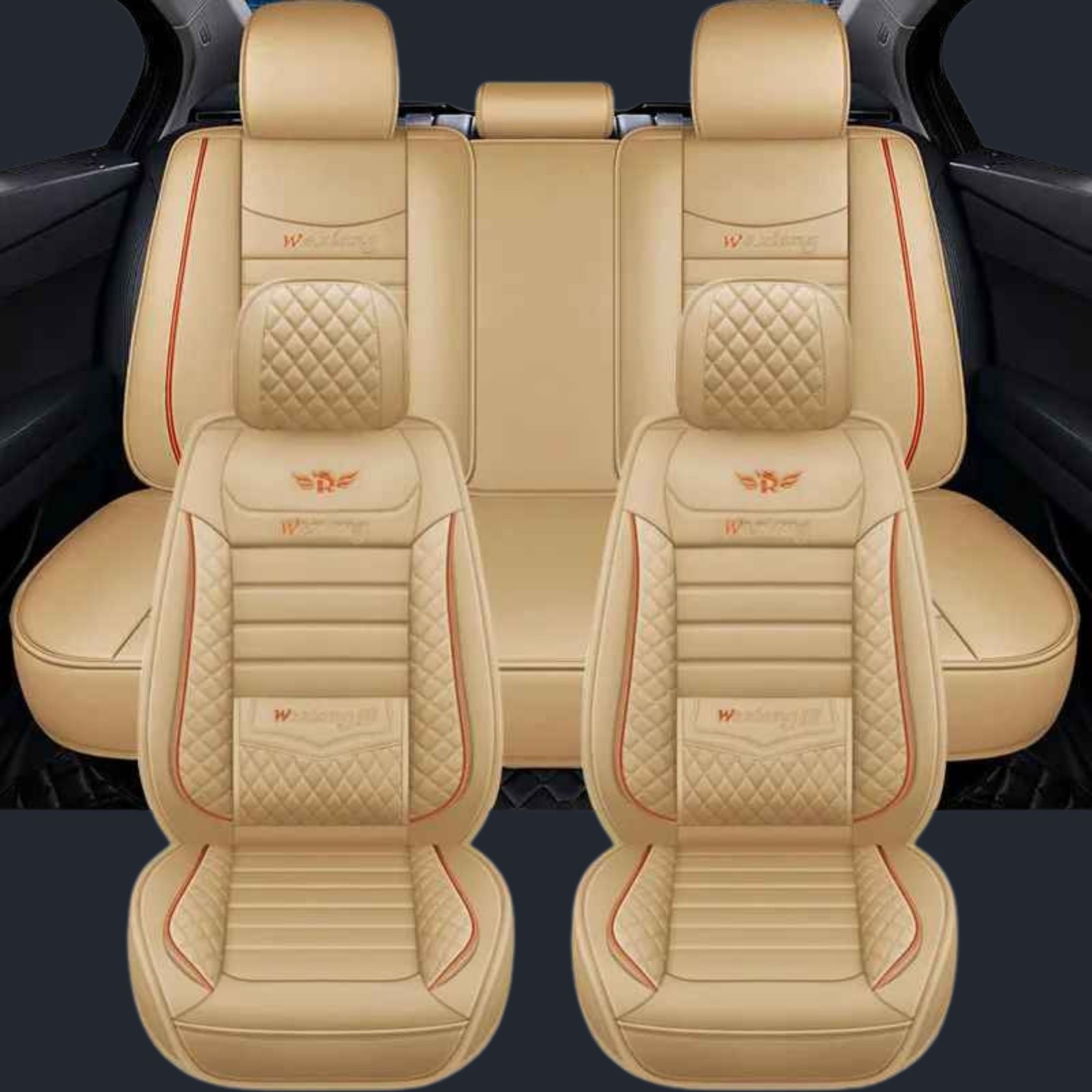 Beige car seat cover set